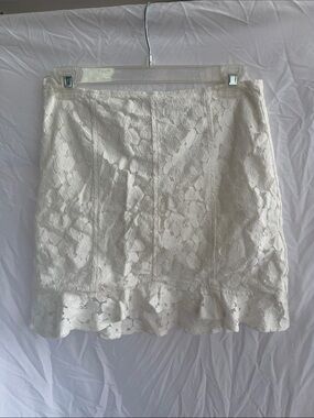 Wild Honey White Lace Ruffle Hem Mini Skirt